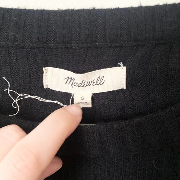 Madewell Black Brushed Rib Pleat-Sleeve Sweater - Picture 5 of 6